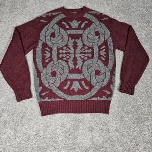 Vtg Thane Sweater Men's XL Maroon Scottish Shetland Wool Knit Academia